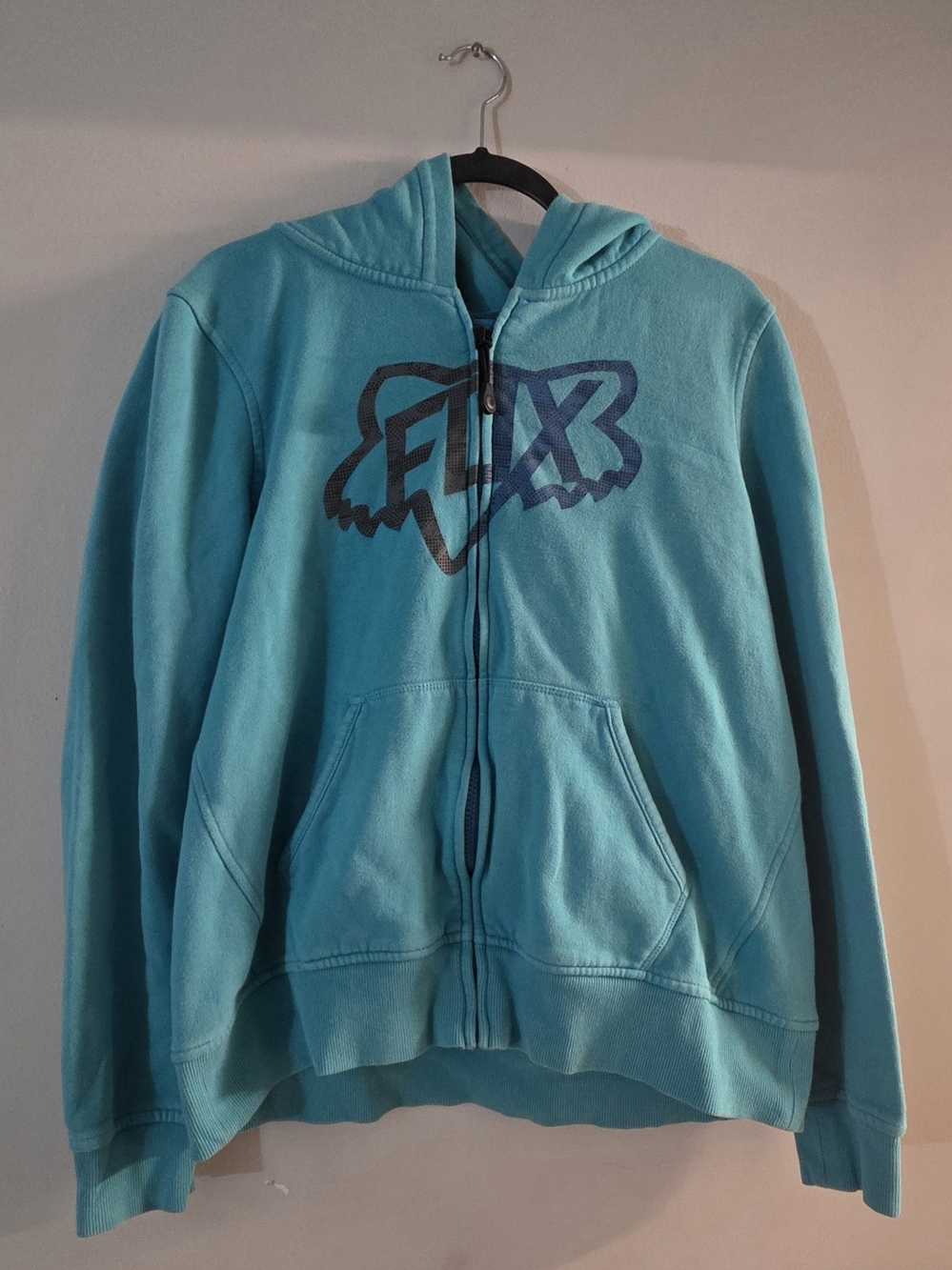 Fox Teal Blue Full-Zip Hooded Jacket for Woman